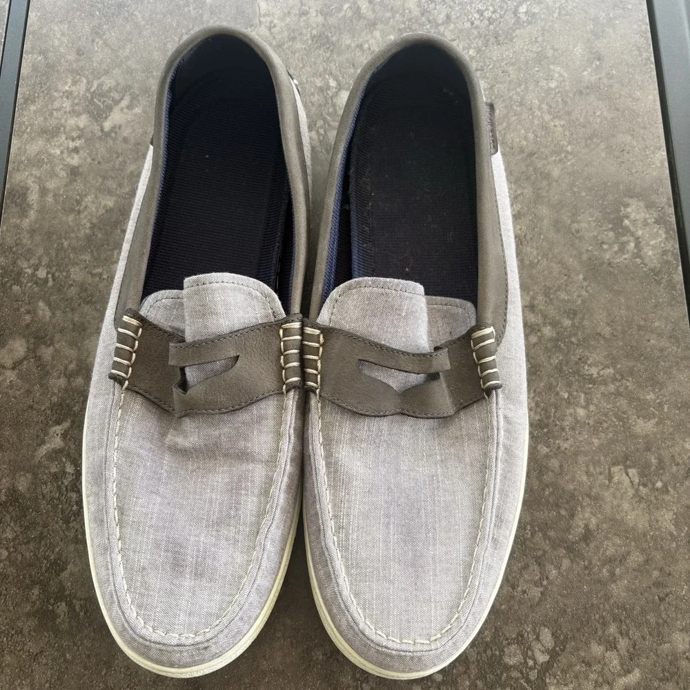 Cole Haan GRAND.OS Nantucket Loafers Men's 13 Slip On Gray Canvas